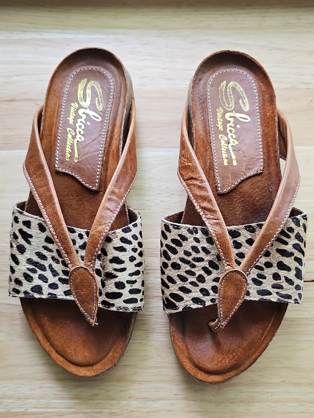 Sbicca Tan and Brown Leopard-Print Slide Sandals